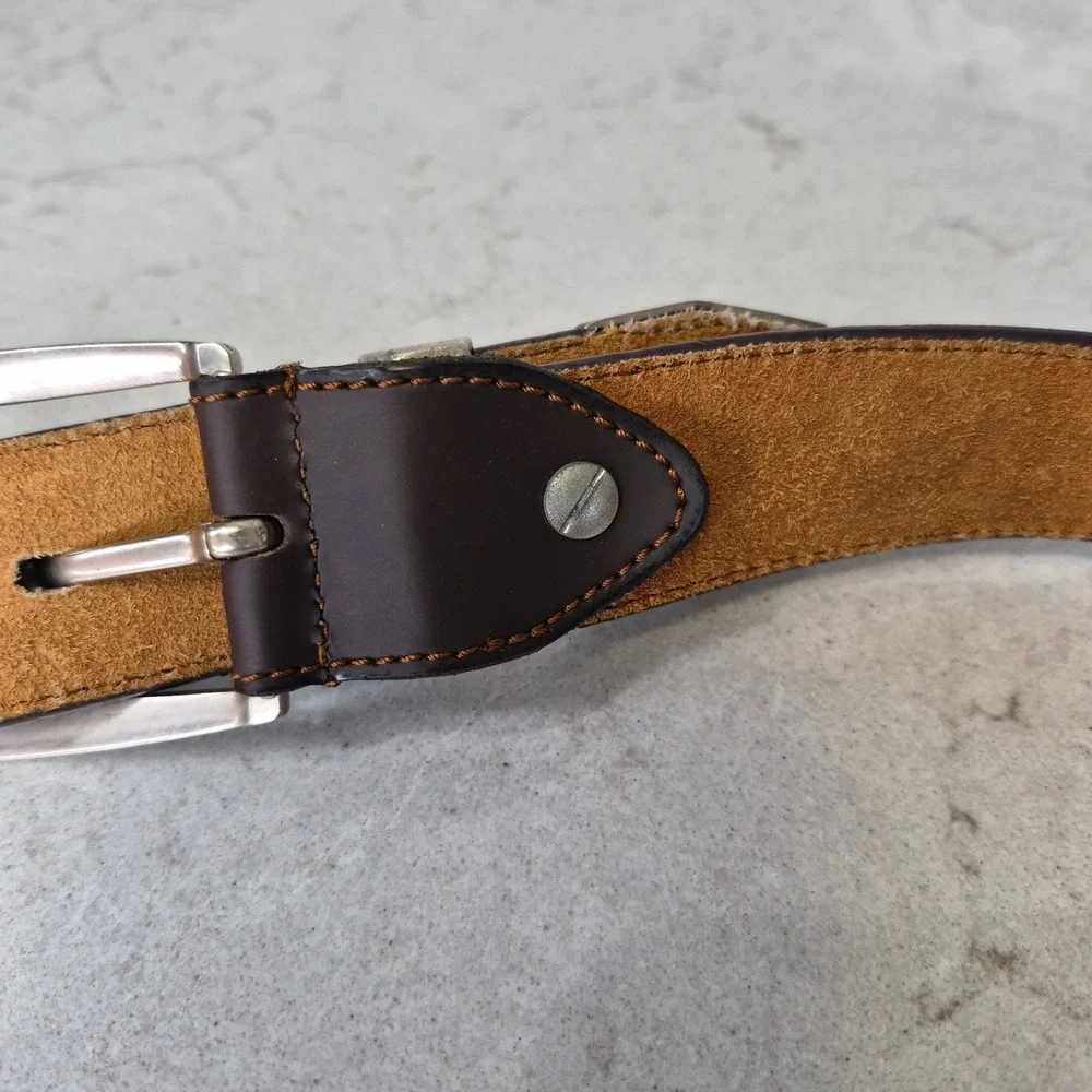 American Eagle Belt Embossed Eagle USA XL Brown Mens